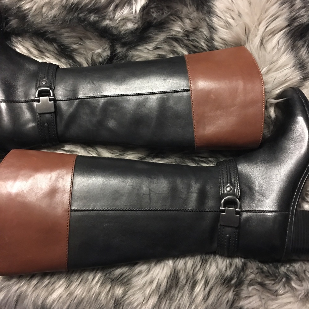 Bandolino Carlita Black & Brown Tall Riding Boots